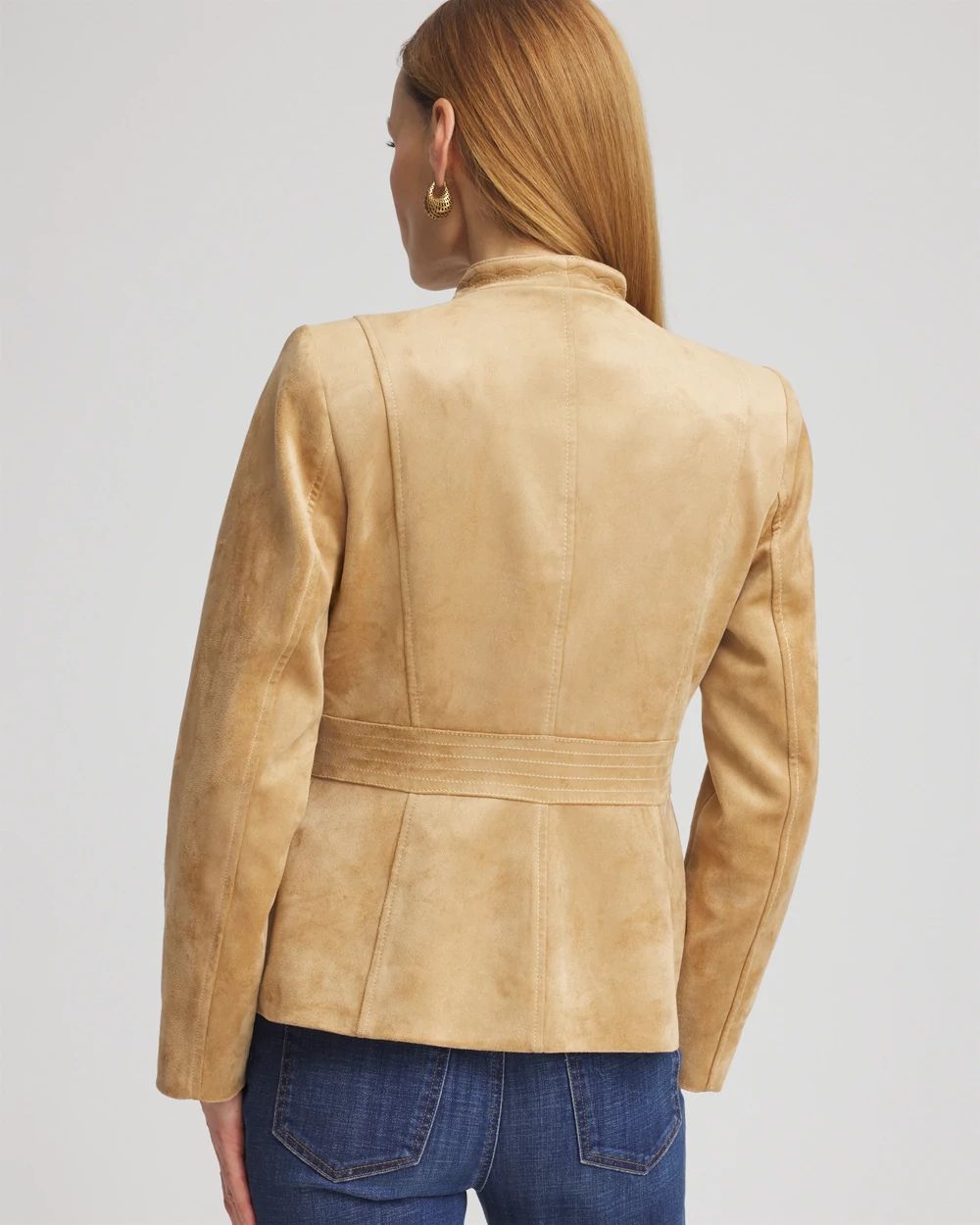Faux Suede Peplum Jacket