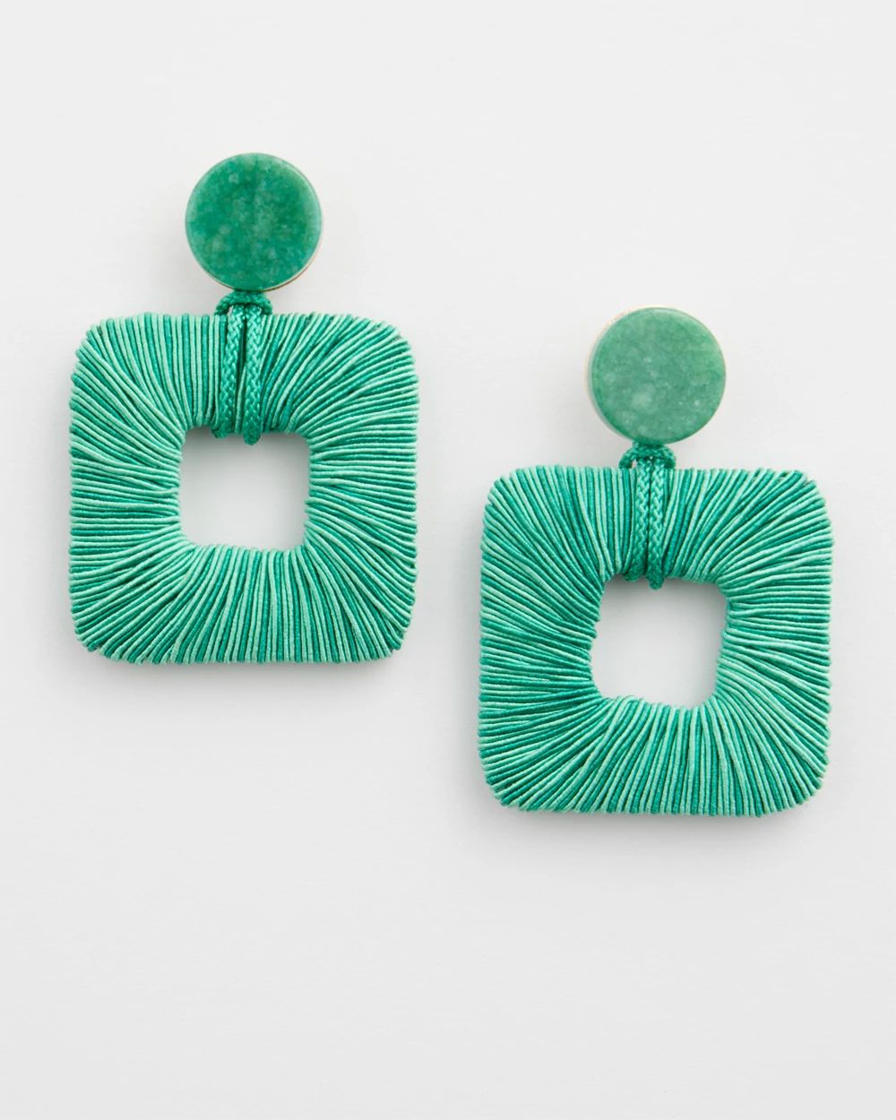 Green Square Earrings