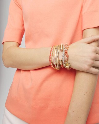 Bold Orange Goldtone Slip-On Bracelet click to view larger image.