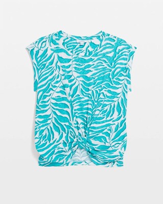Palm Print Knot Front Tee