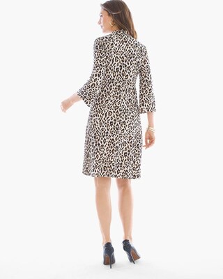 Leopard-Print Mock Neck Short Dress