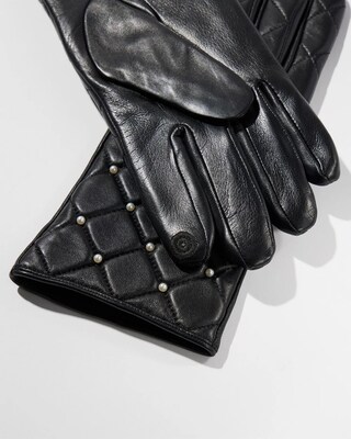Leather Faux Pearl Gloves