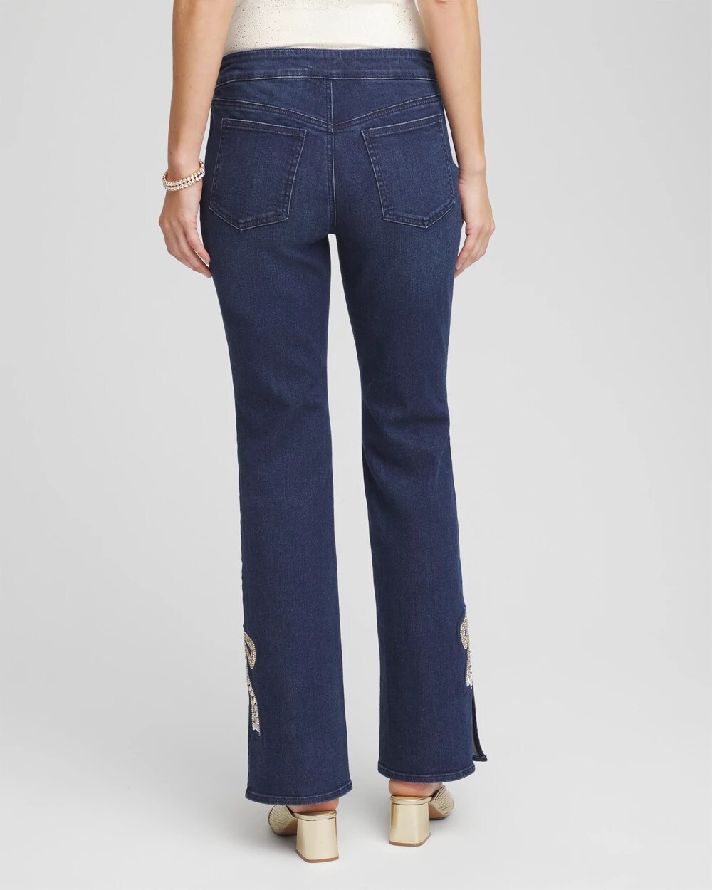 Bow Appliqué Pull-On Bootcut Jeans