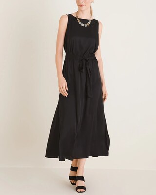 Satin Tie-Waist Maxi Dress