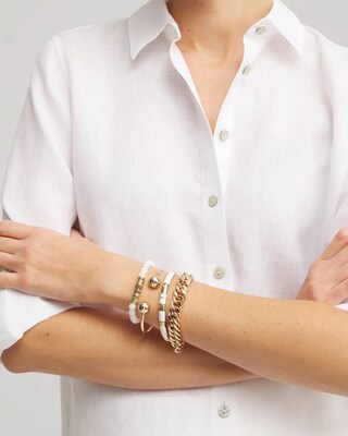 White Colorblock Stretch Bracelet