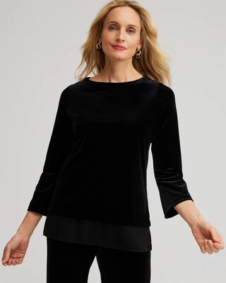 Travelers Collection Velvet Chiffon Hem Tunic