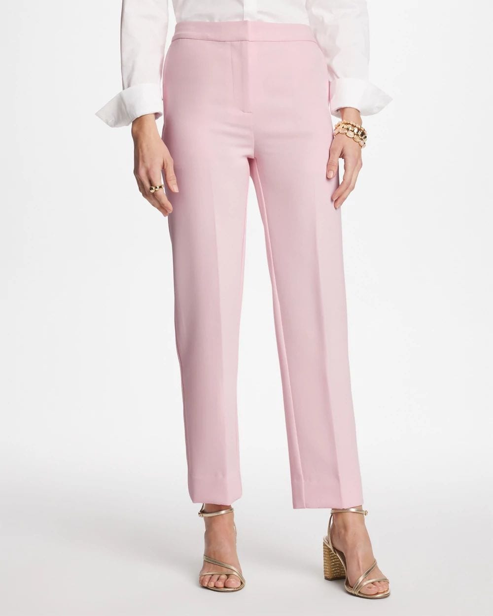 Textured Straight Tapered Ankle Pants