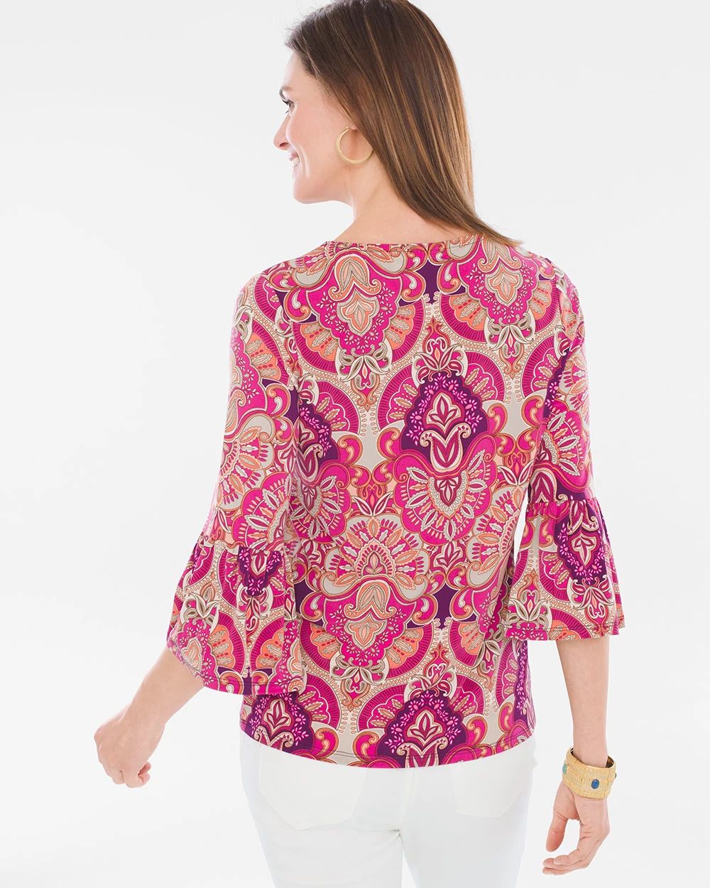 Medallion-Shell Bell-Sleeve Top