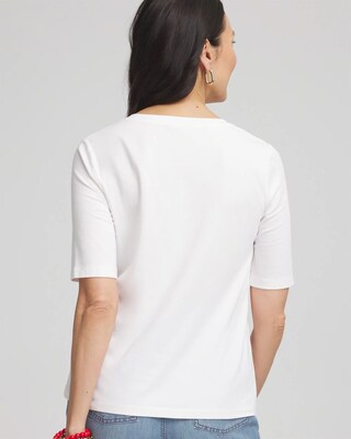 Coral Print V-Neck Perfect Tee click to view larger image.