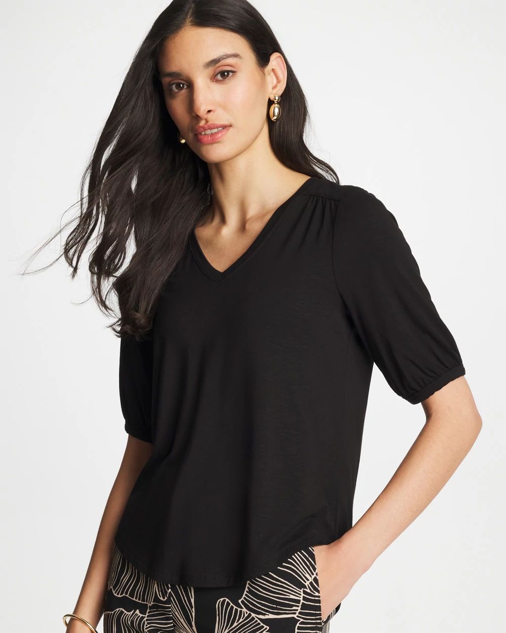Shirred Elbow Sleeve Tee
