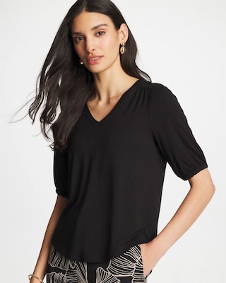Shirred Elbow Sleeve Tee