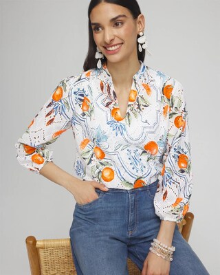Tropical Eyelet Sleeve Shirt click to view larger image.