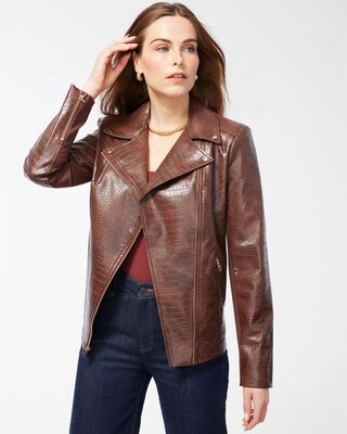 Faux Crocodile Moto Jacket