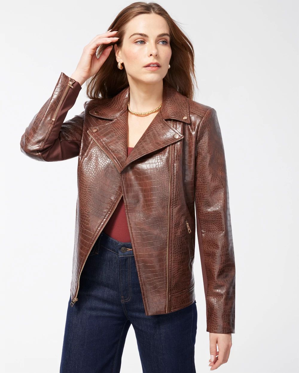 Faux Crocodile Moto Jacket