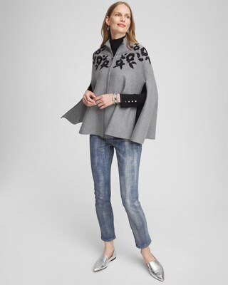 Floral Embroidered Sweater Cape click to view larger image.