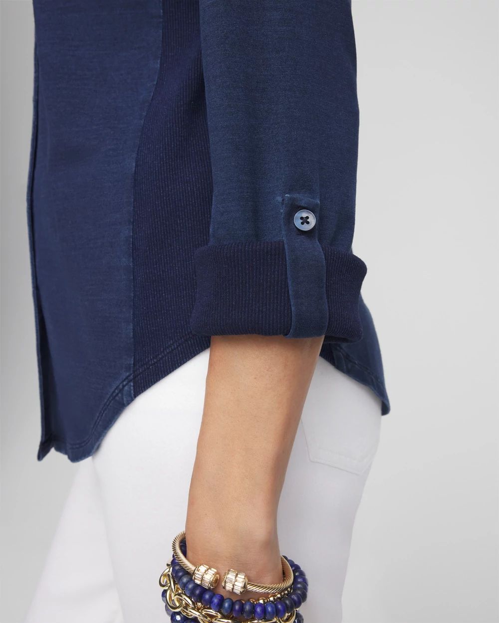 Collared Henley Denim Top