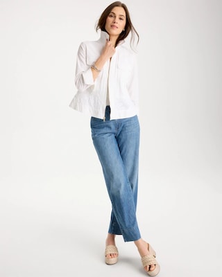 Poplin Cotton Lace Peplum Jacket click to view larger image.