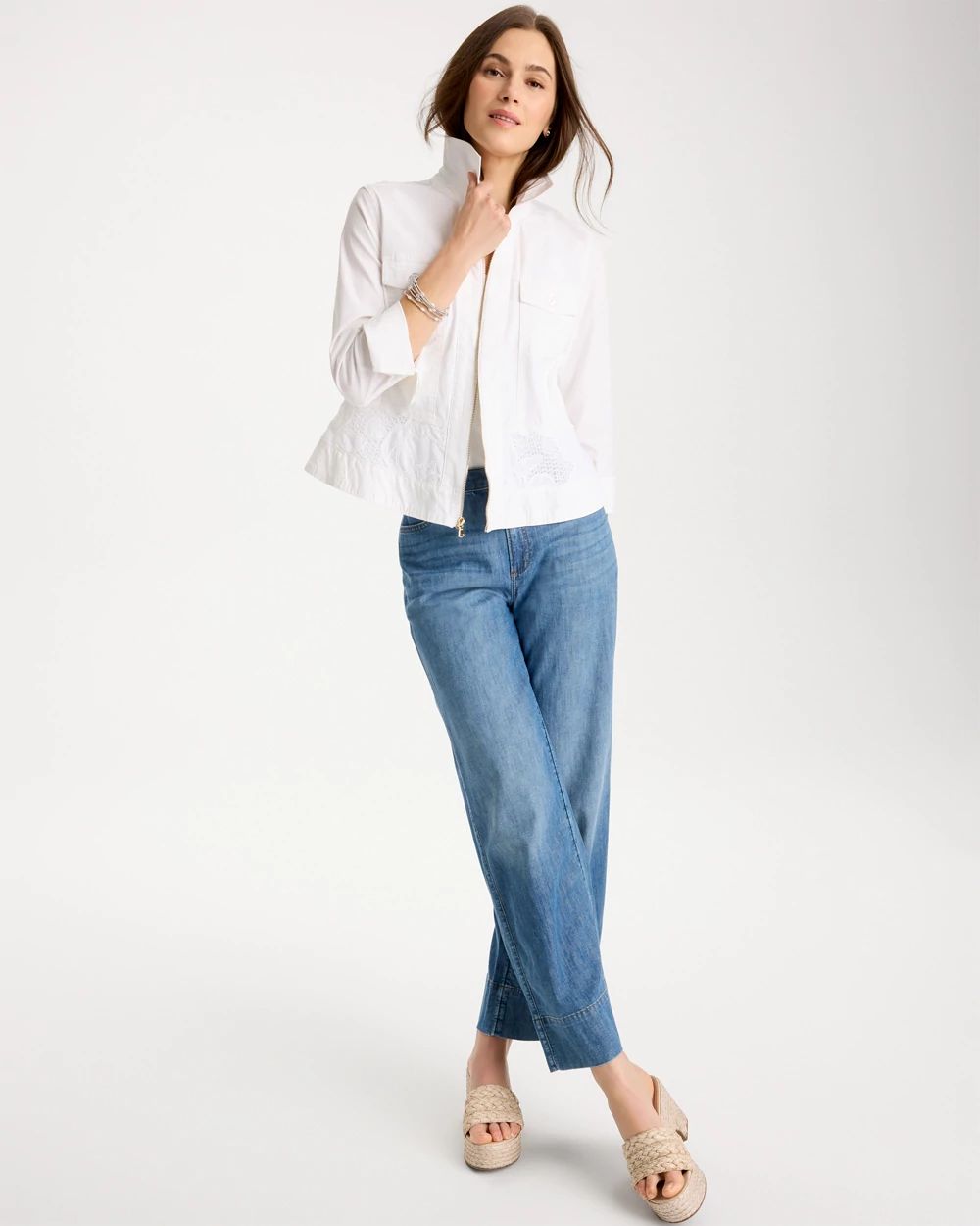 Poplin Cotton Lace Peplum Jacket