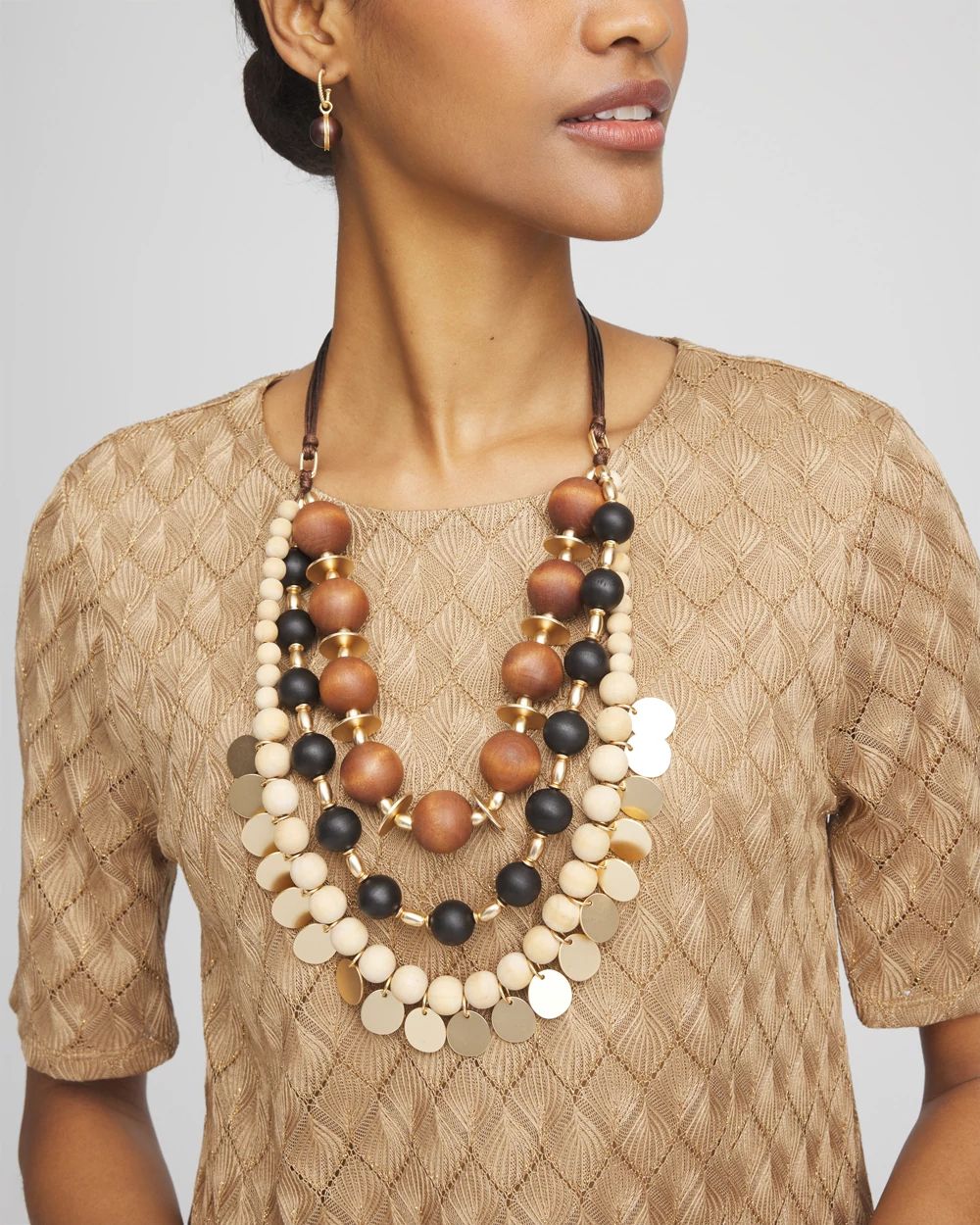Chico's Originals Layered Wood Necklace