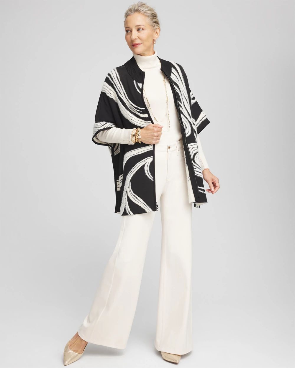 Eyelash Zip Front Ruana click to view larger image.