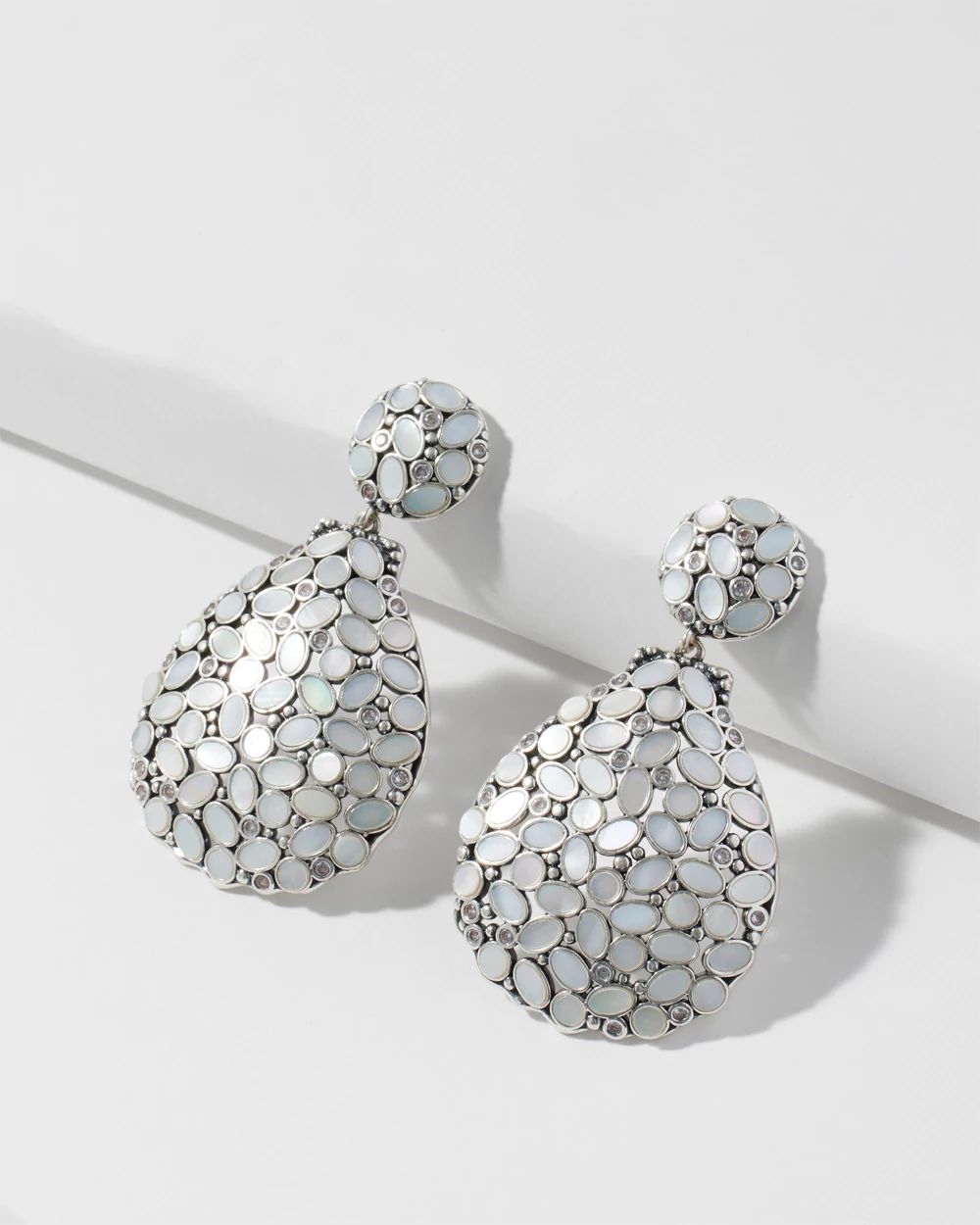 Silver Tone Mother of Pearl Earrings