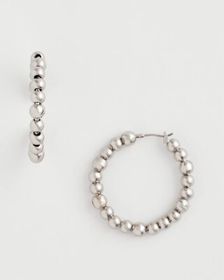 Silvertone Beaded Hoop Earrings click to view larger image.