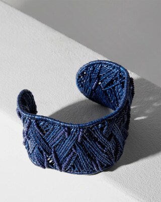 Navy Beaded Cuff Bracelet