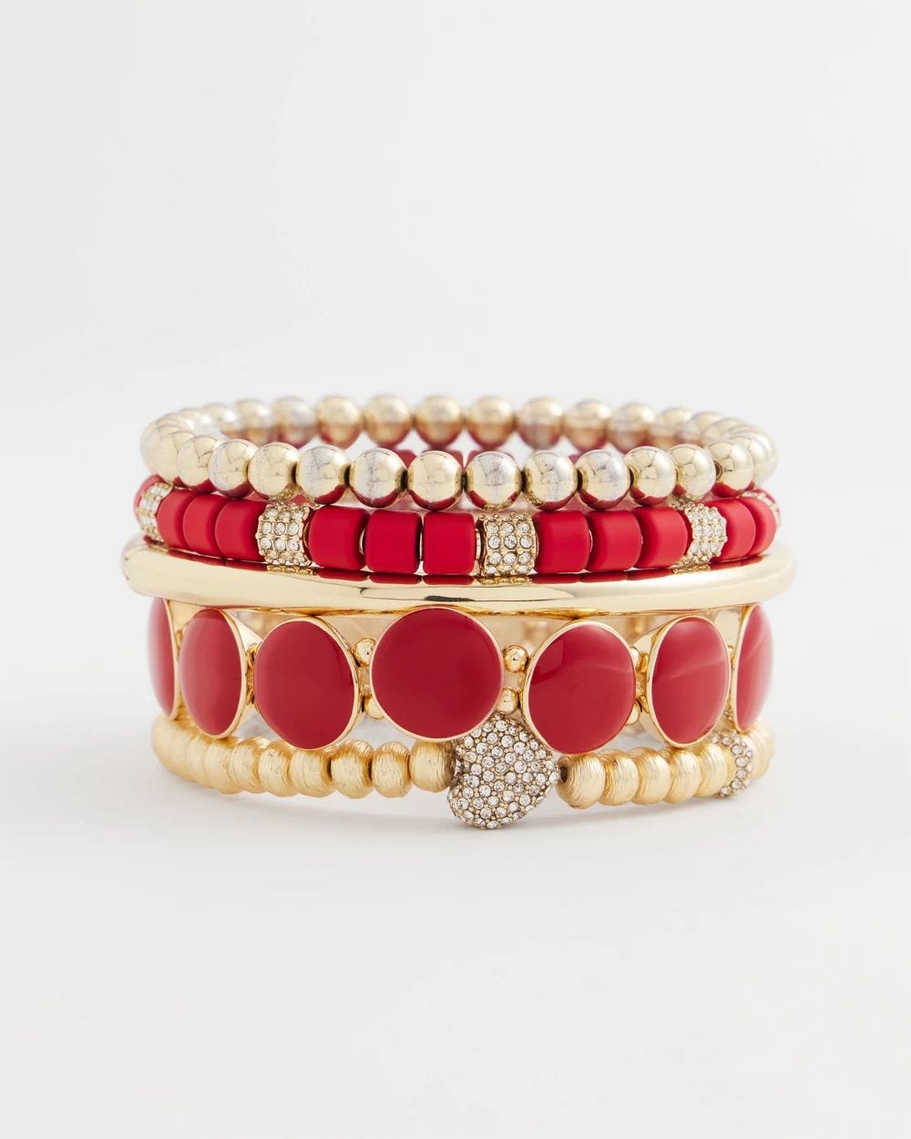 Red Barrel Bead Stretch Bracelet