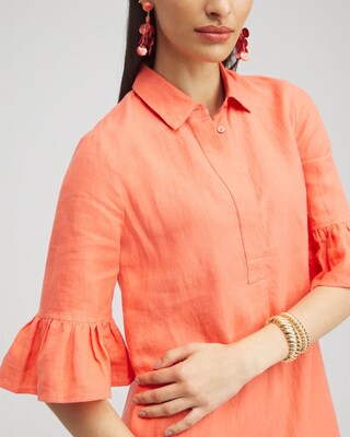Linen Fluted Sleeve Dress