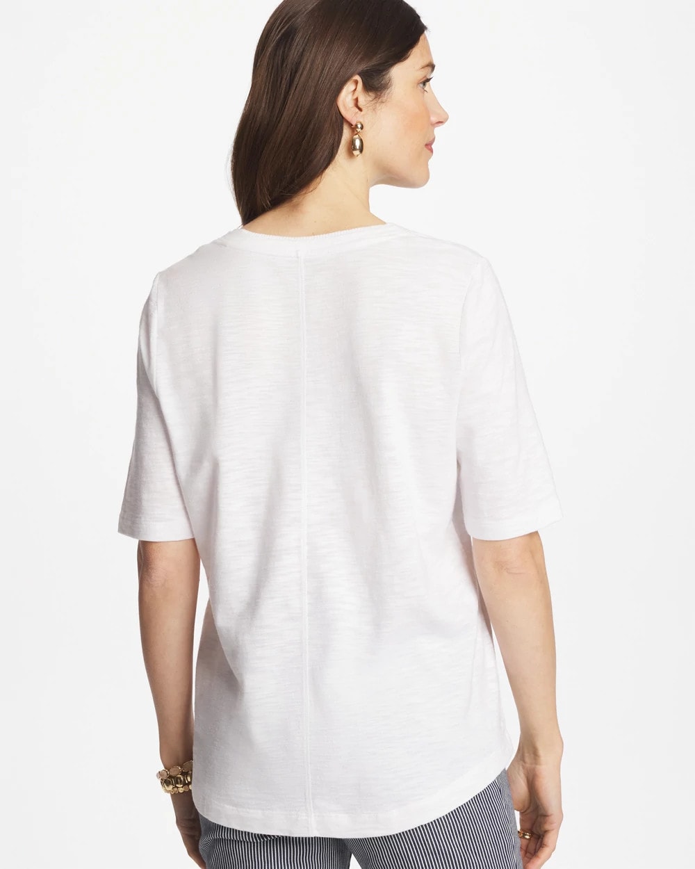 Double V-Neck Slub Rib Mix Tee