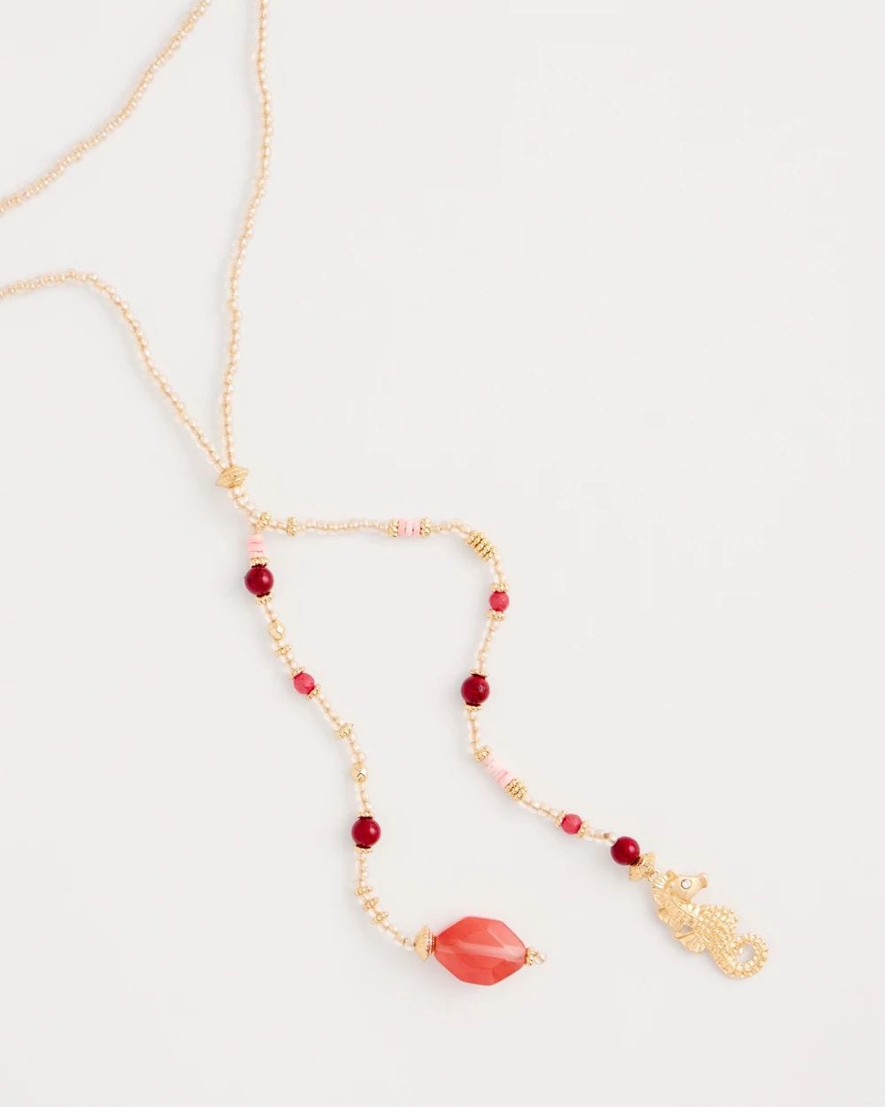 Coral Genuine Stone Y-Pendant Necklace