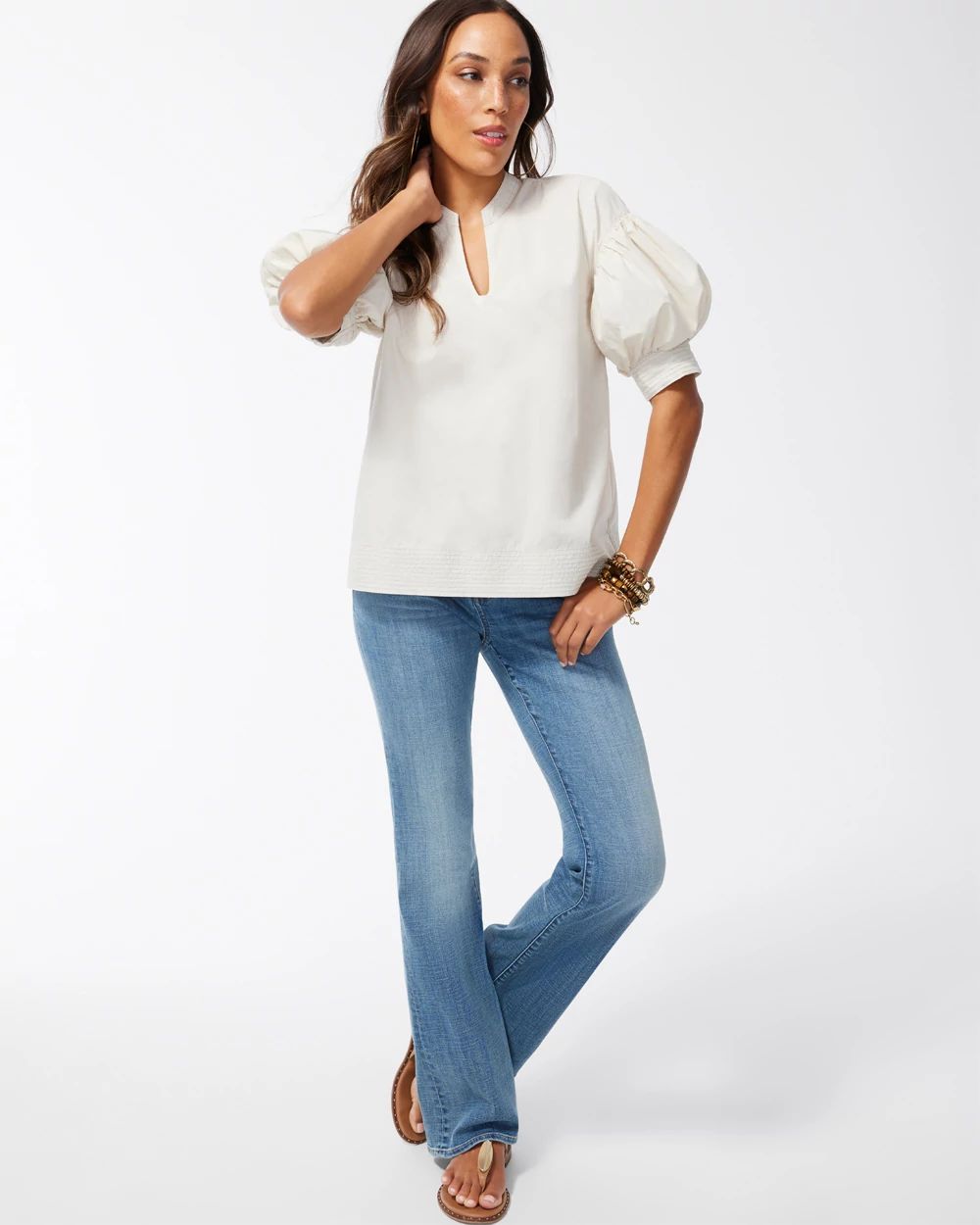 Poplin Drop Shoulder Top