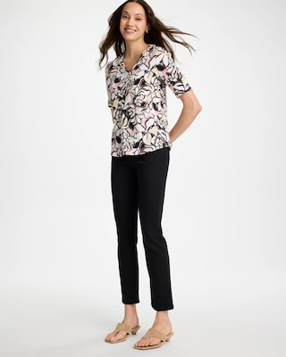 Printed Cotton Slub V-Neck Tee click to view larger image.