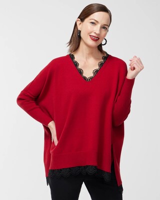 Faux Leather Lace Trim Poncho