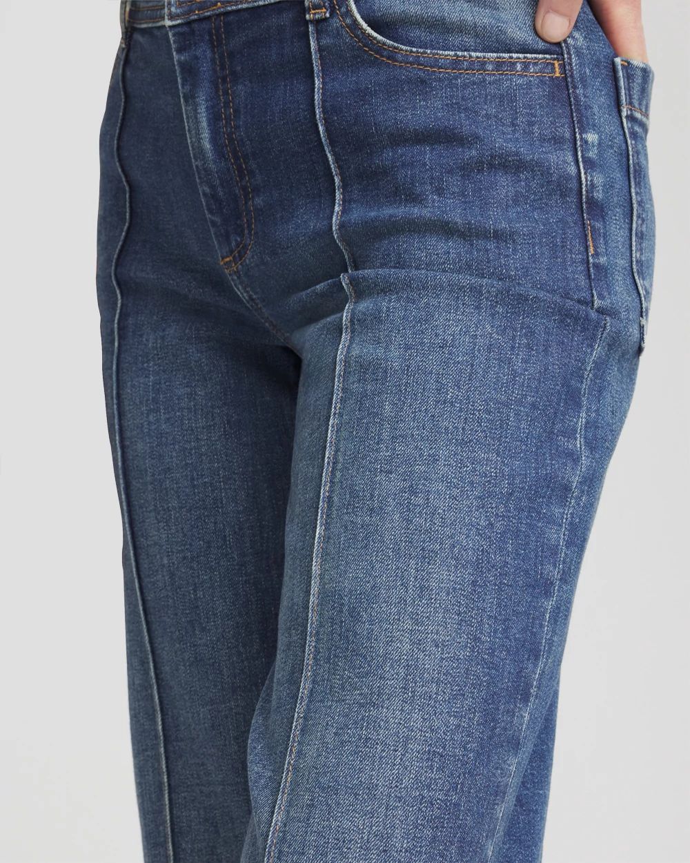 Pintuck High-Cuff Cropped Jeans