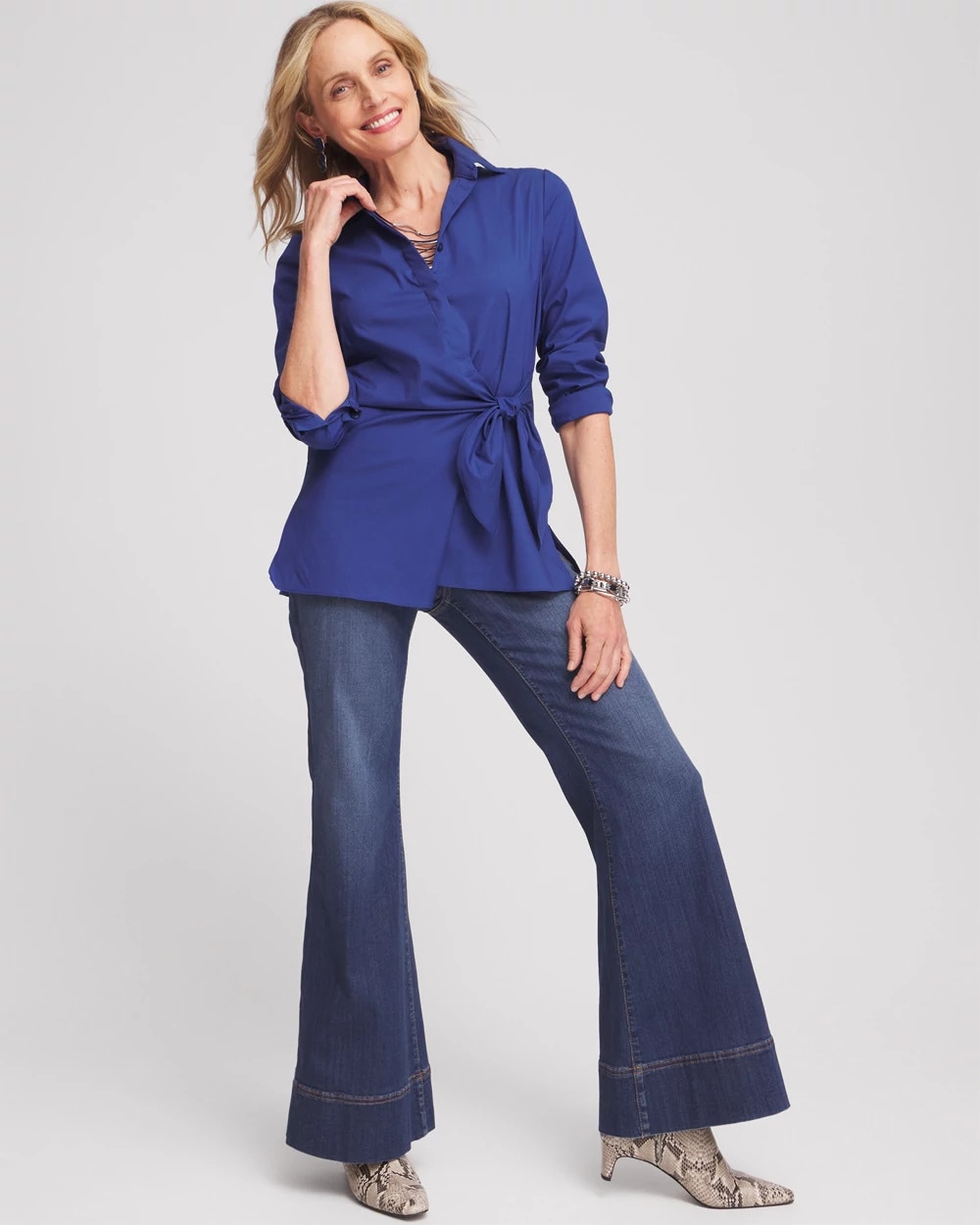 Poplin Tie Front Shirt