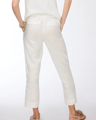 White Linen Button Hem Crops