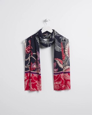Mixed Floral Print Oblong Scarf