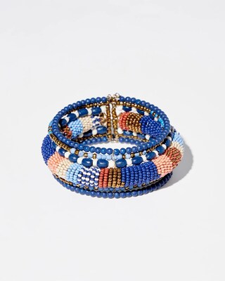 Seed Bead Open Bangle Bracelet