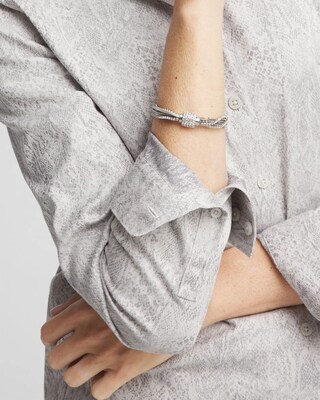 Silver Tone Multi Strand Pavé Bracelet
