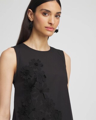 3D Flower Applique Sleeveless Dress