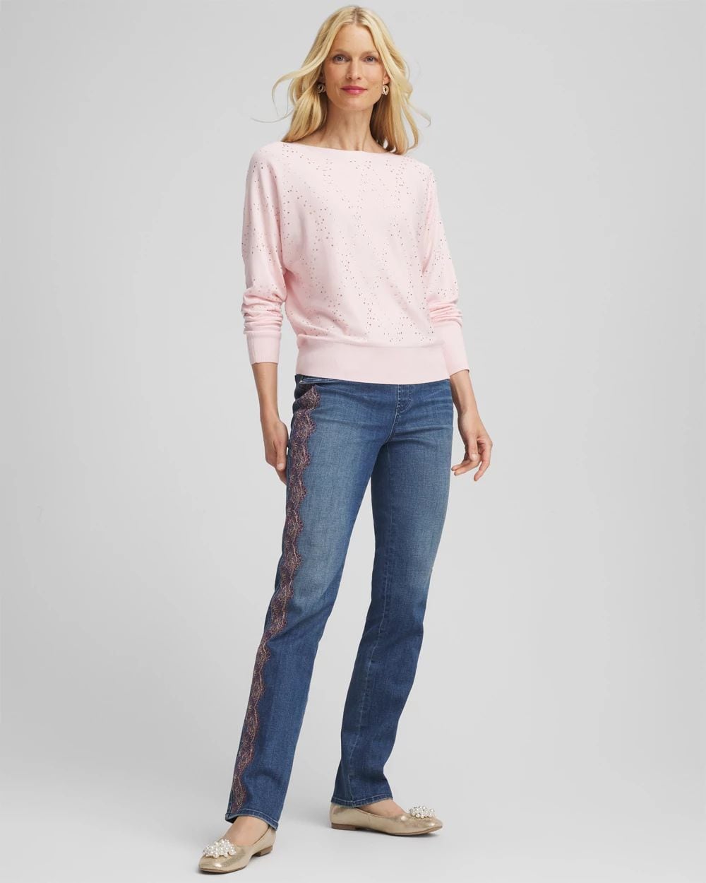 Ella Embellished Dolman Pullover Sweater