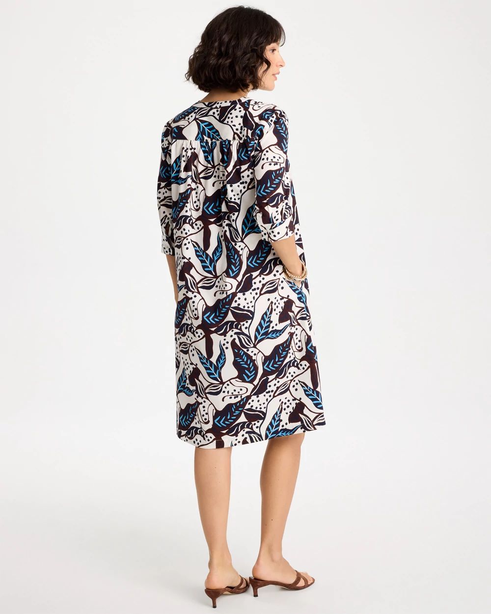 Poplin Cotton Popover Printed Dress click to view larger image.