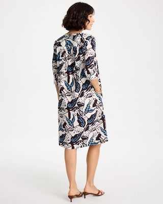 Poplin Cotton Popover Printed Dress click to view larger image.