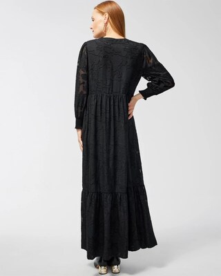 Chiffon Burnout Sleeve Maxi Dress
