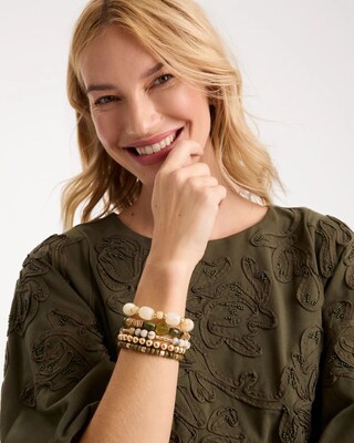 Green Stretch Bangle Set of Five click to view larger image.