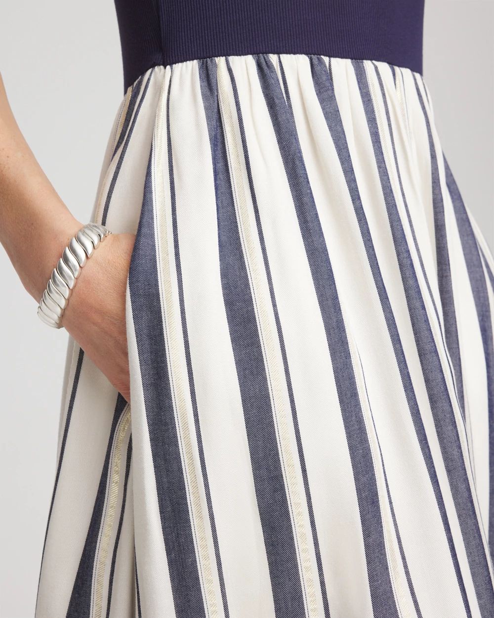 Mixed Metallic Striped Maxi Dress click to view larger image.