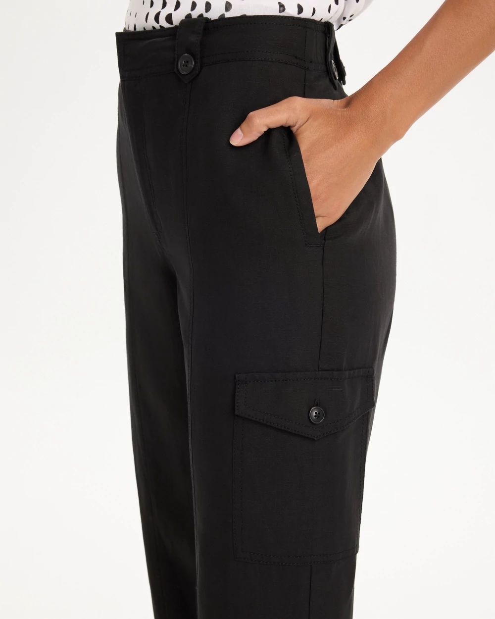 Linen-Blend Utility Wide Crop Pants click to view larger image.