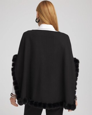 Faux Fur Trim Cashmere Blend Poncho click to view larger image.