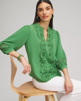 Satin Eyelet Top
